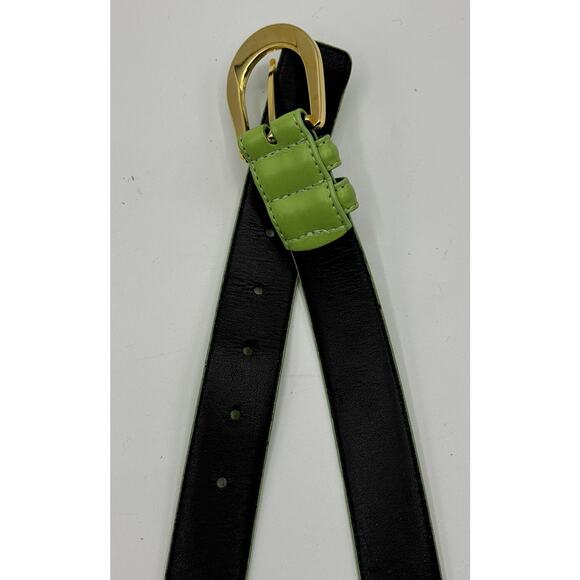Vintage 90\'s Y2K Green Leather Dress Belt Sz 95 / 38 Industries Du Cuir France